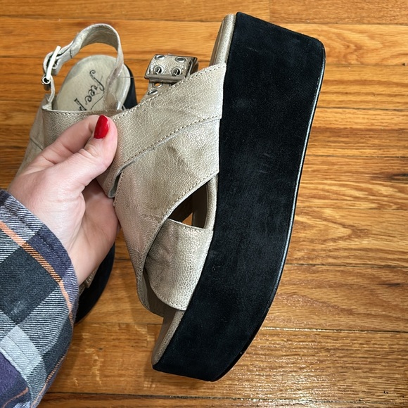 Free People Metallic Leather Platform Sandals - Picture 3 of 11